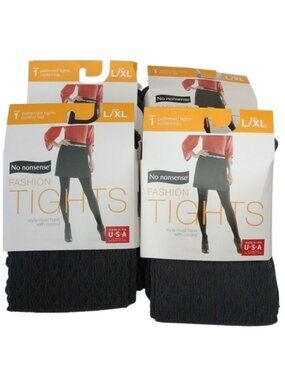 No Nonsense Fashion Patterned Tights Control Top Liner Cable Texture, L/XL 5pr